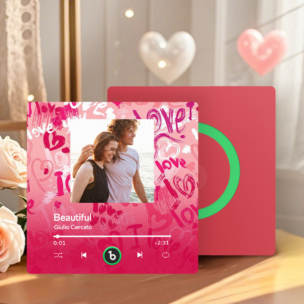 Aimant De Réfrigérateur Musical Personnalisé Rouge Love Your Heart Cadeau De Saint-valentin Album Aimant De Réfrigérateur Musique Sticker Mural Photo Mouvement Musical Qui Peut Être Joué Cadeau Pour Couple - MaPhotochaussetteFr