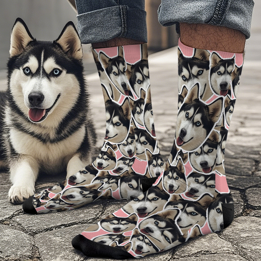 Chaussettes Personnalisées Avec Visage De Champignon, Photos Amusantes, Cadeau Pour Amoureux Des Animaux De Compagnie, Blanches - MaPhotochaussetteFr