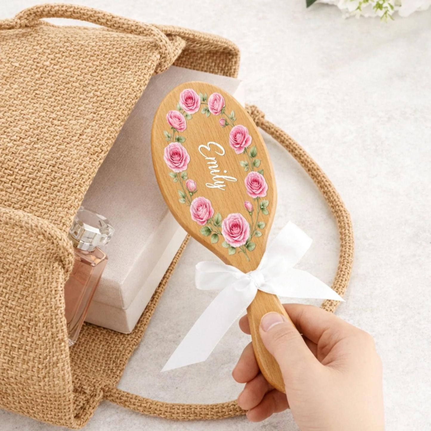 Brosse À Cheveux Personnalisée Avec Fleur Du Mois De Naissance - Cadeaux De Remerciement Personnalisés Pour Une Remise De Diplôme Ou Un Anniversaire Cadeau pour la fête des mères - MaPhotochaussetteFr