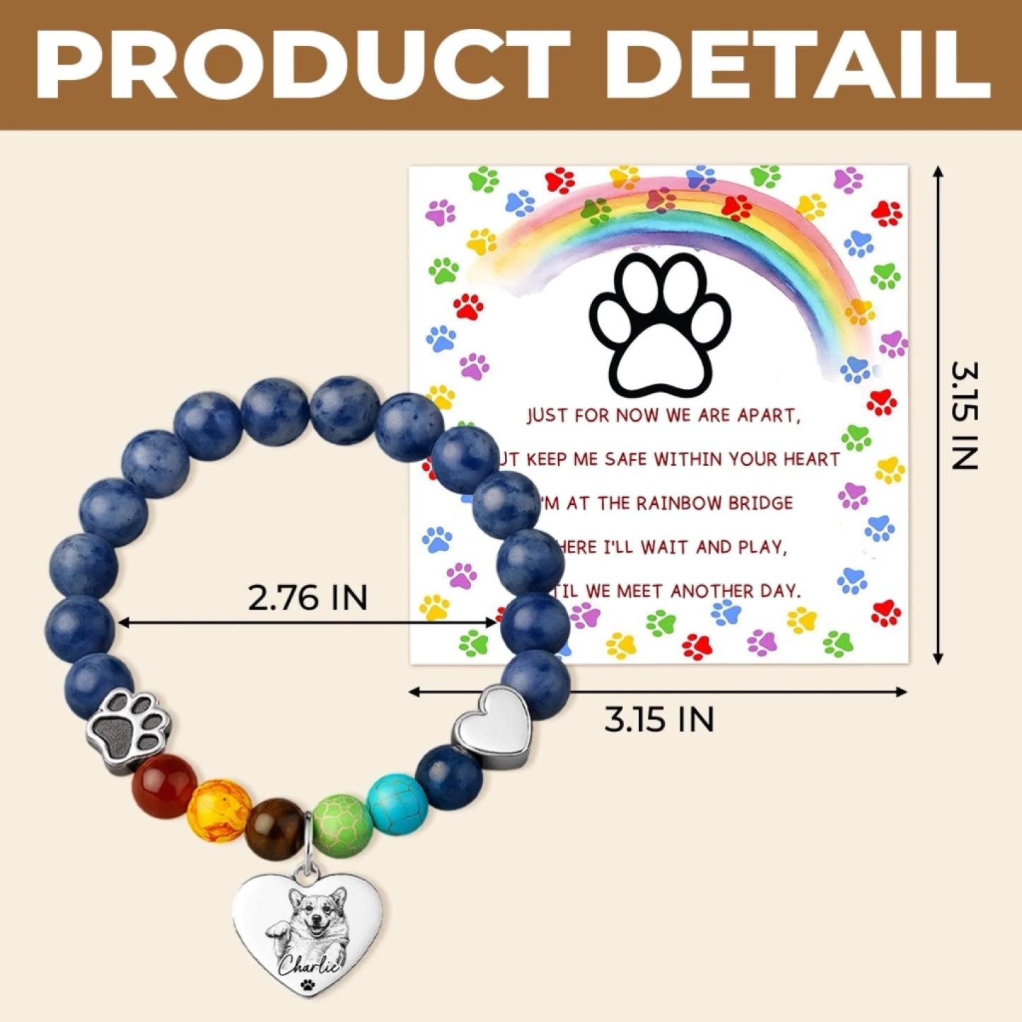 Bracelet Photo Personnalisé Rainbow Bridge - Cadeaux De Sympathie Commémoratifs Personnalisés Pour Animaux De Compagnie Pour Chiens, Chats - Toujours Dans Mon Cœur - MaPhotochaussetteFr