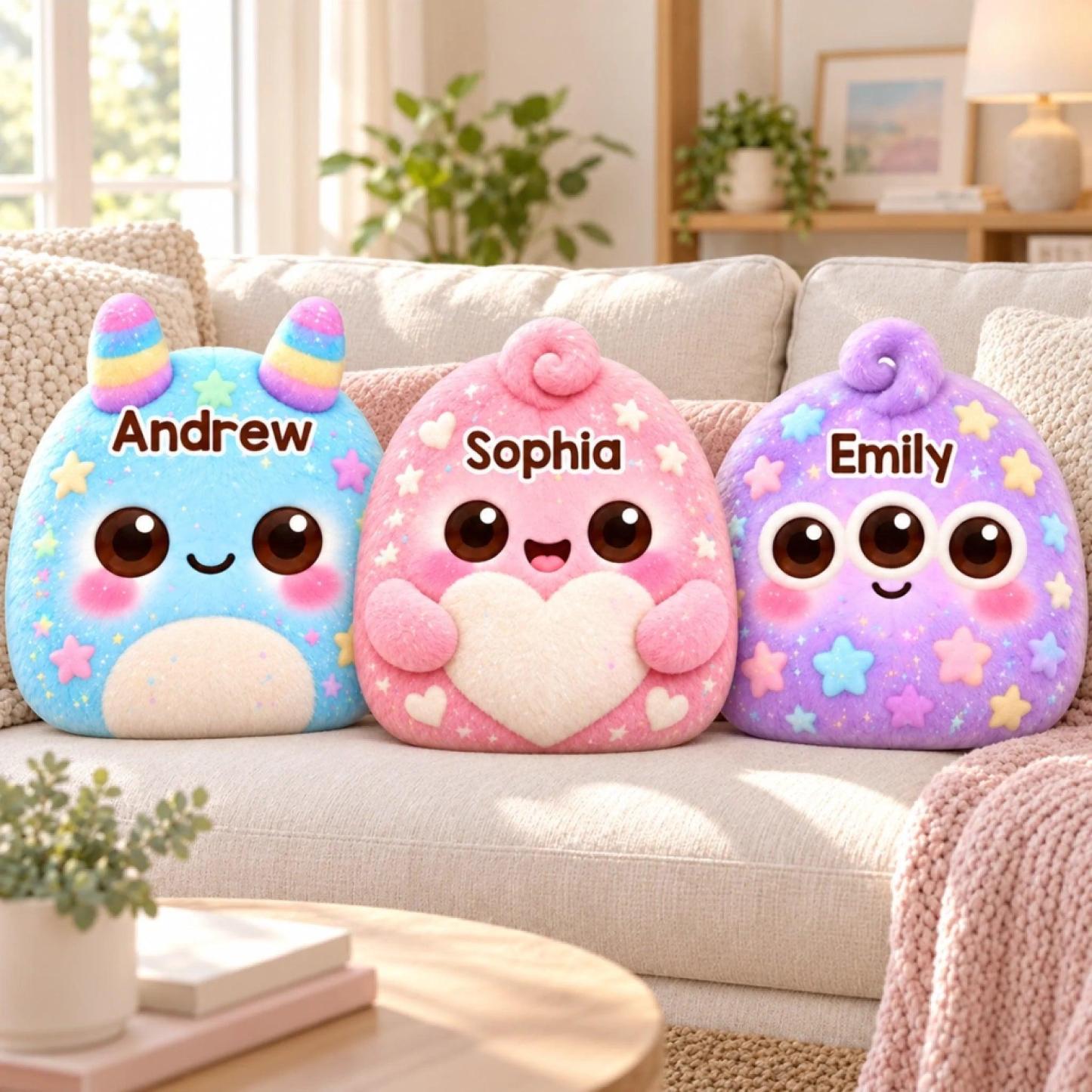 Nom Personnalisé Kawaii Monster Cadeaux Pour Enfants - Oreiller En Forme Personnalisé - MaPhotochaussetteFr