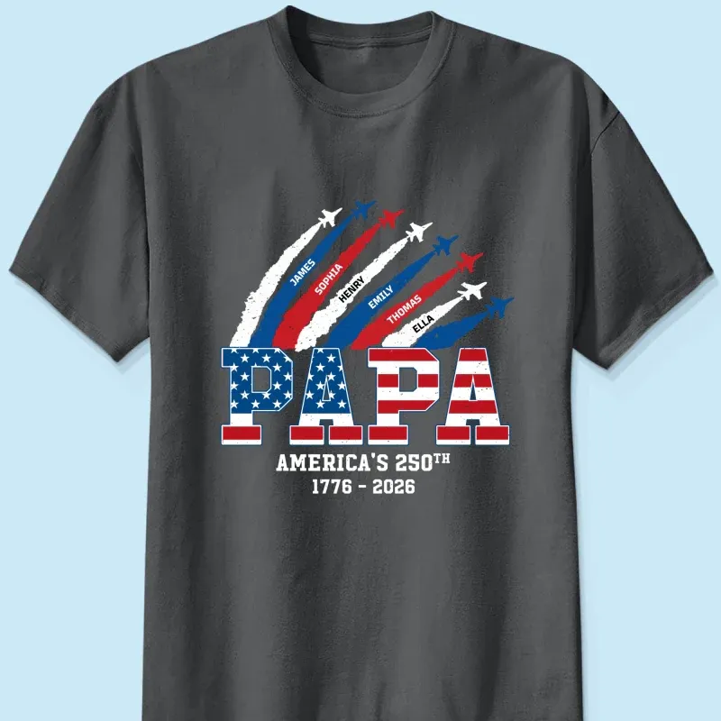 Proud Dad Grandpa Nation Flag American 250th Anniversary - Chemise Personnalisée - Cadeau Cool Pour La Fête Des Pères Pour Papa, Grand-père - MaPhotochaussetteFr