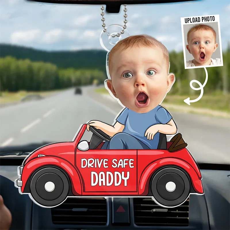 Photo Personnalisée « un Bébé Rend L'amour Plus Fort » - Décoration De Voiture Personnalisée Pour La Famille - Forme Personnalisée En Acrylique - Cadeau Pour Les Membres De La Famille