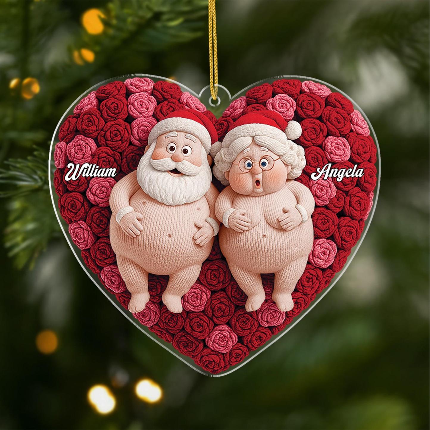 Ornement En Bois Drôle Personnalisé - Cadeaux De Mariage De Noël D’anniversaire Personnalisés Pour Mari Et Femme, Lui Et Elle - Noël Confortable Avec Vous - MaPhotochaussetteFr