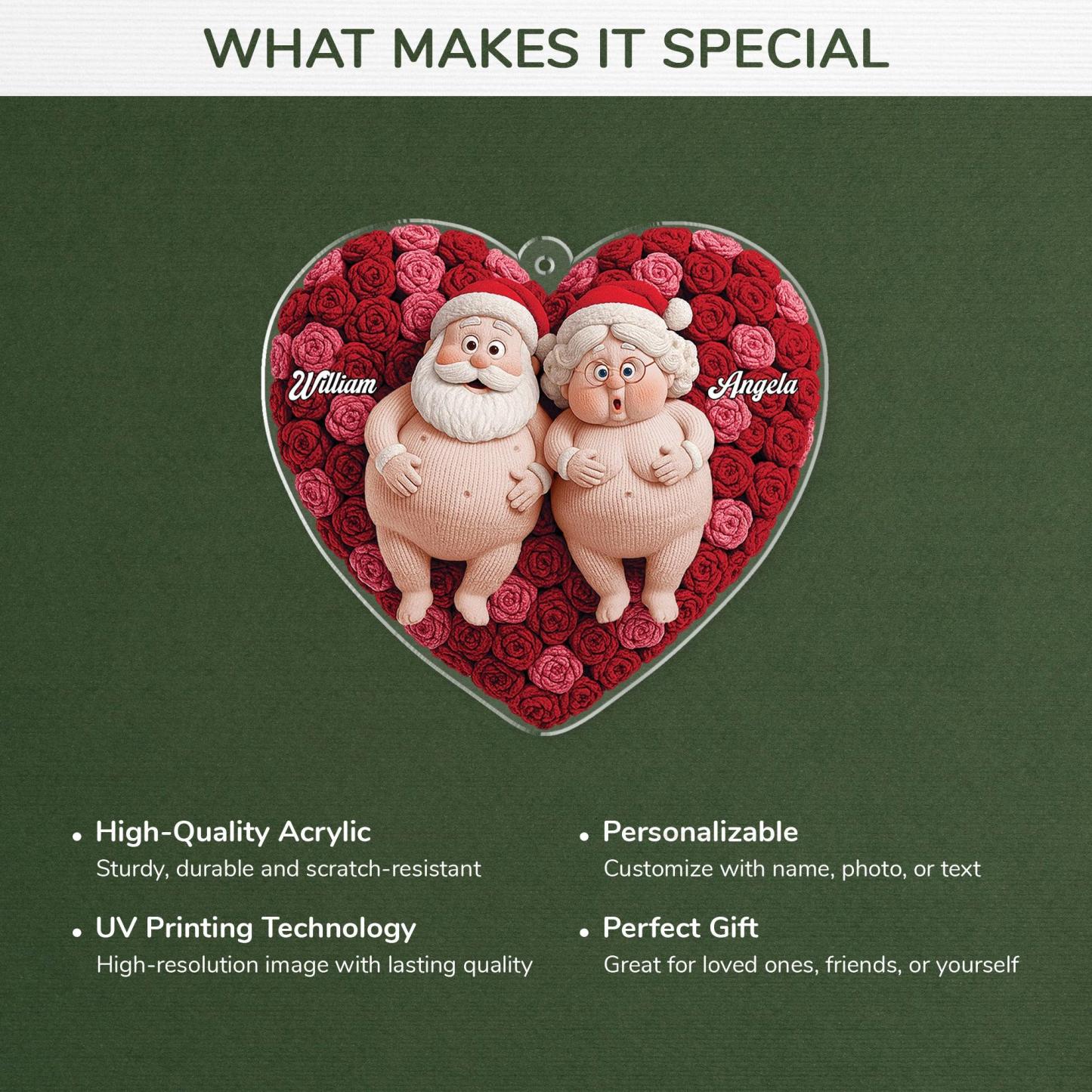 Ornement En Bois Drôle Personnalisé - Cadeaux De Mariage De Noël D’anniversaire Personnalisés Pour Mari Et Femme, Lui Et Elle - Noël Confortable Avec Vous - MaPhotochaussetteFr