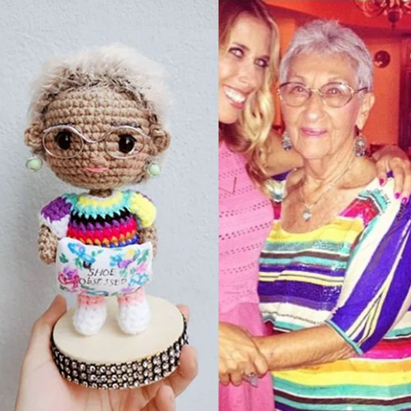 Grand-mère Crochet Doll Personnalisé Look Alike Portrait Doll Fête Des Grands-parents -