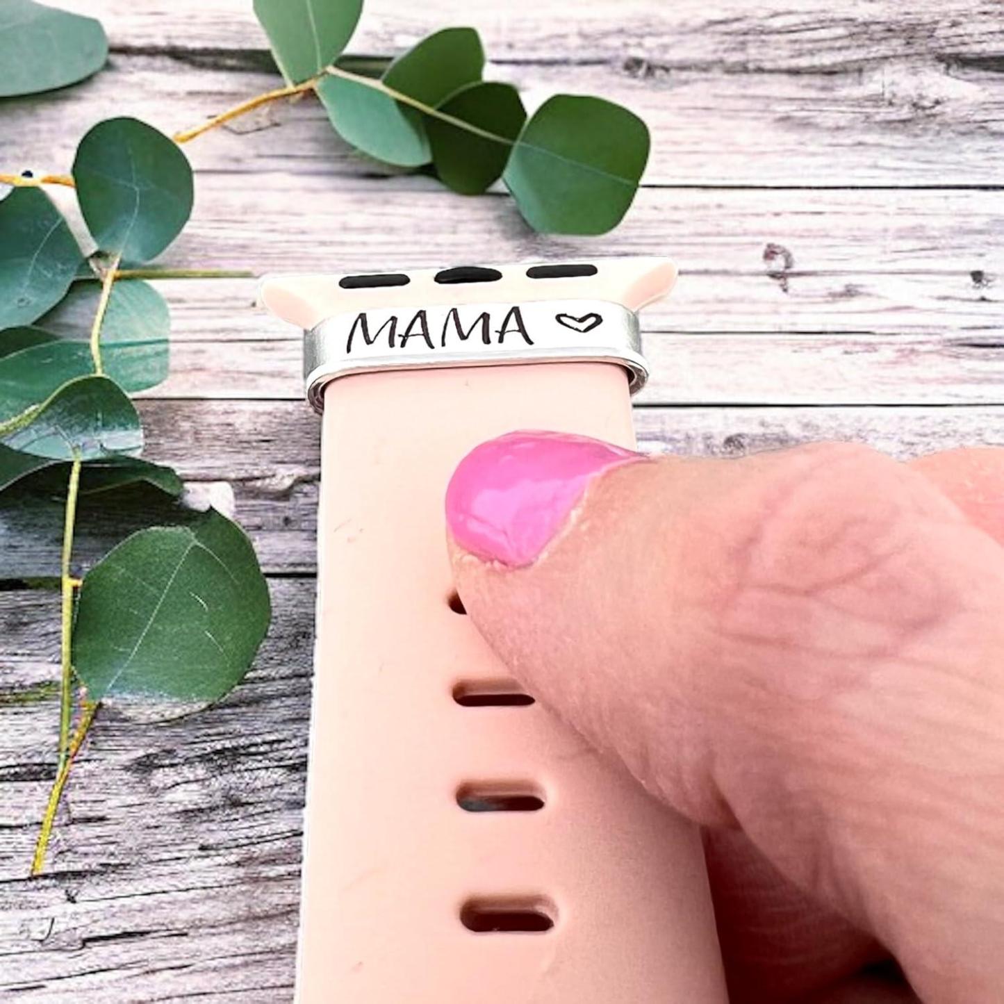 Breloque Pour Bracelet De Montre Mama, Estampillée À La Main Sur Commande, Cadeau De Fête Des Mères Pour Une Nouvelle Maman - Montre Et Bracelet Non Inclus - MaPhotochaussetteFr