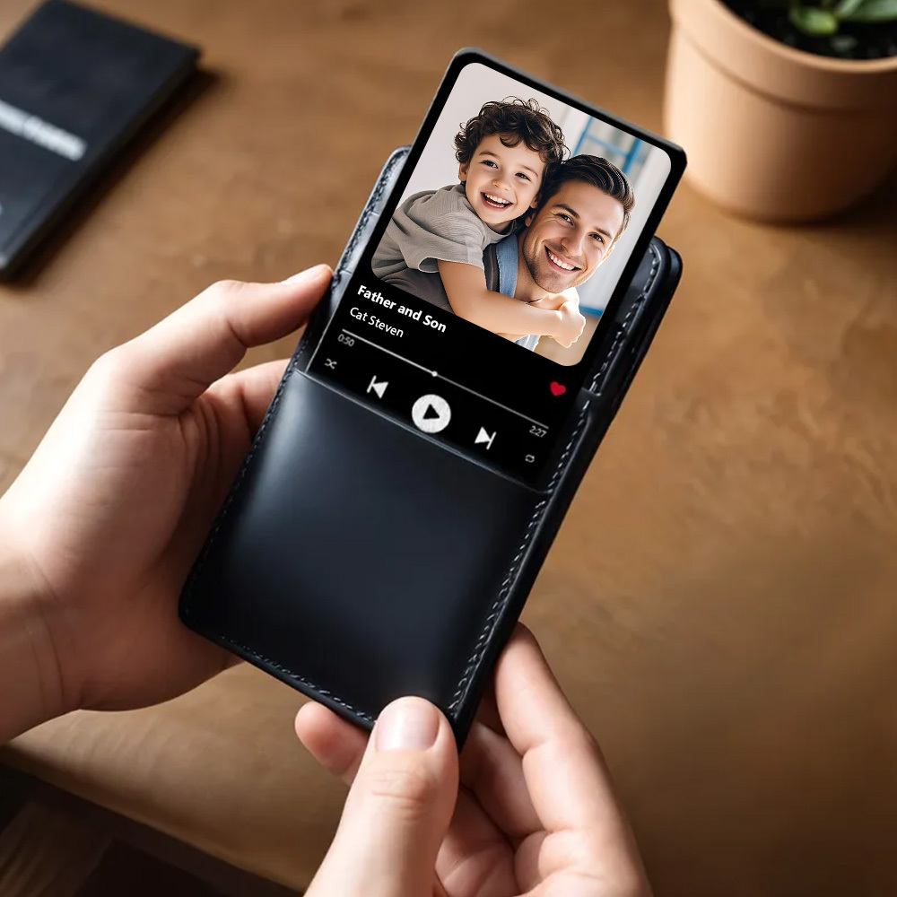 Carte Portefeuille En Métal De Chanson Préférée Personnalisée, Carte Portefeuille Photo En Aluminium Personnalisée, Cadeaux Pour Papa - MaPhotochaussetteFr