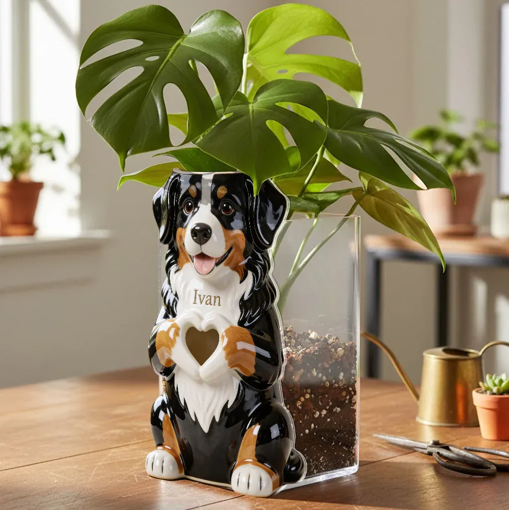 Pot En Acrylique Personnalisé Avec Photo - J'aime Mon Animal - Pot En Acrylique Personnalisé Pour Chien - MaPhotochaussetteFr