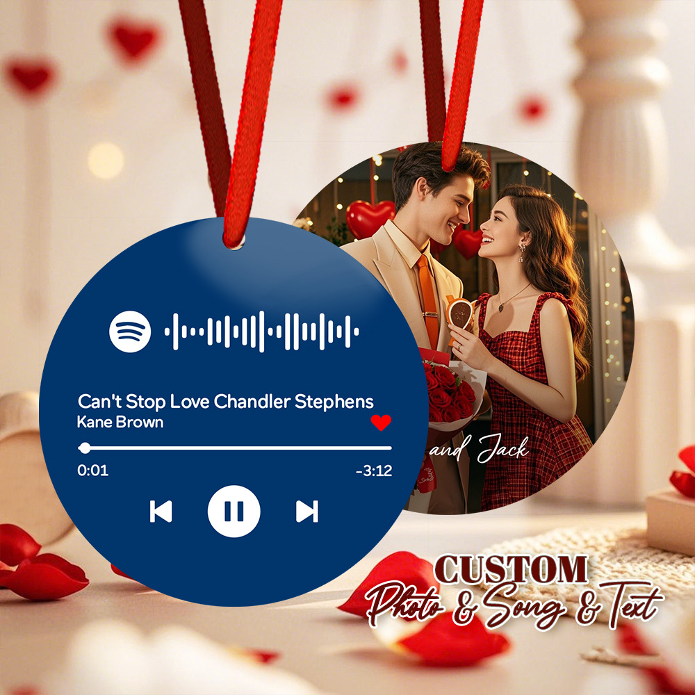 Code Spotify Scannable Personnalisé, Ornements Roses, Photo Suspendue, Gravure, Chanson Musicale Personnalisée, Cadeau De Saint-valentin - MaPhotochaussetteFr