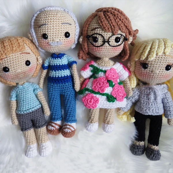 Cadeau De Fête Des Grands-parents Poupée Au Crochet Portrait Personnalisé Crochet Poupée Ressemblante -