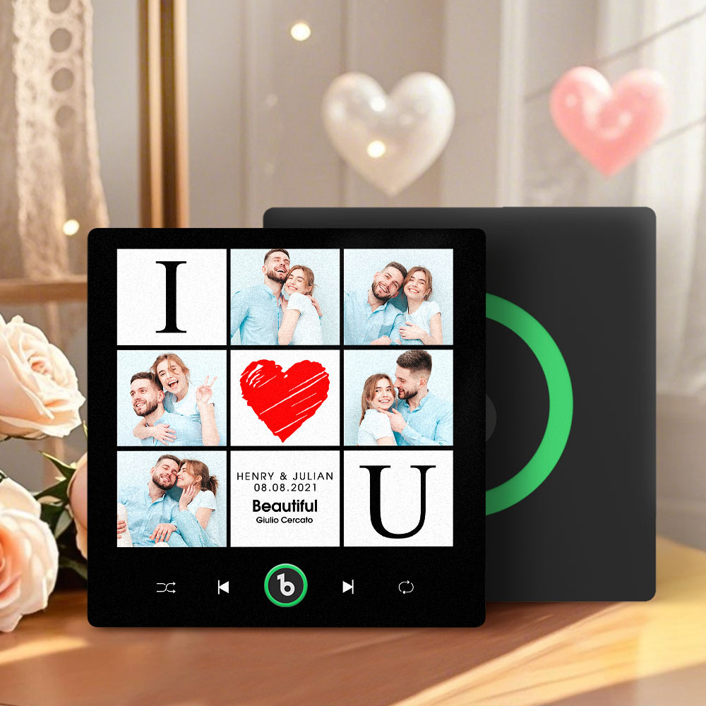 Aimant De Réfrigérateur Musical Personnalisé Je T'aime Date Et Nom Album De Musique Aimant De Réfrigérateur Photo Musique Sticker Mural Photo Mouvement Musical Qui Peut Être Joué Idée Cadeau - MaPhotochaussetteFr