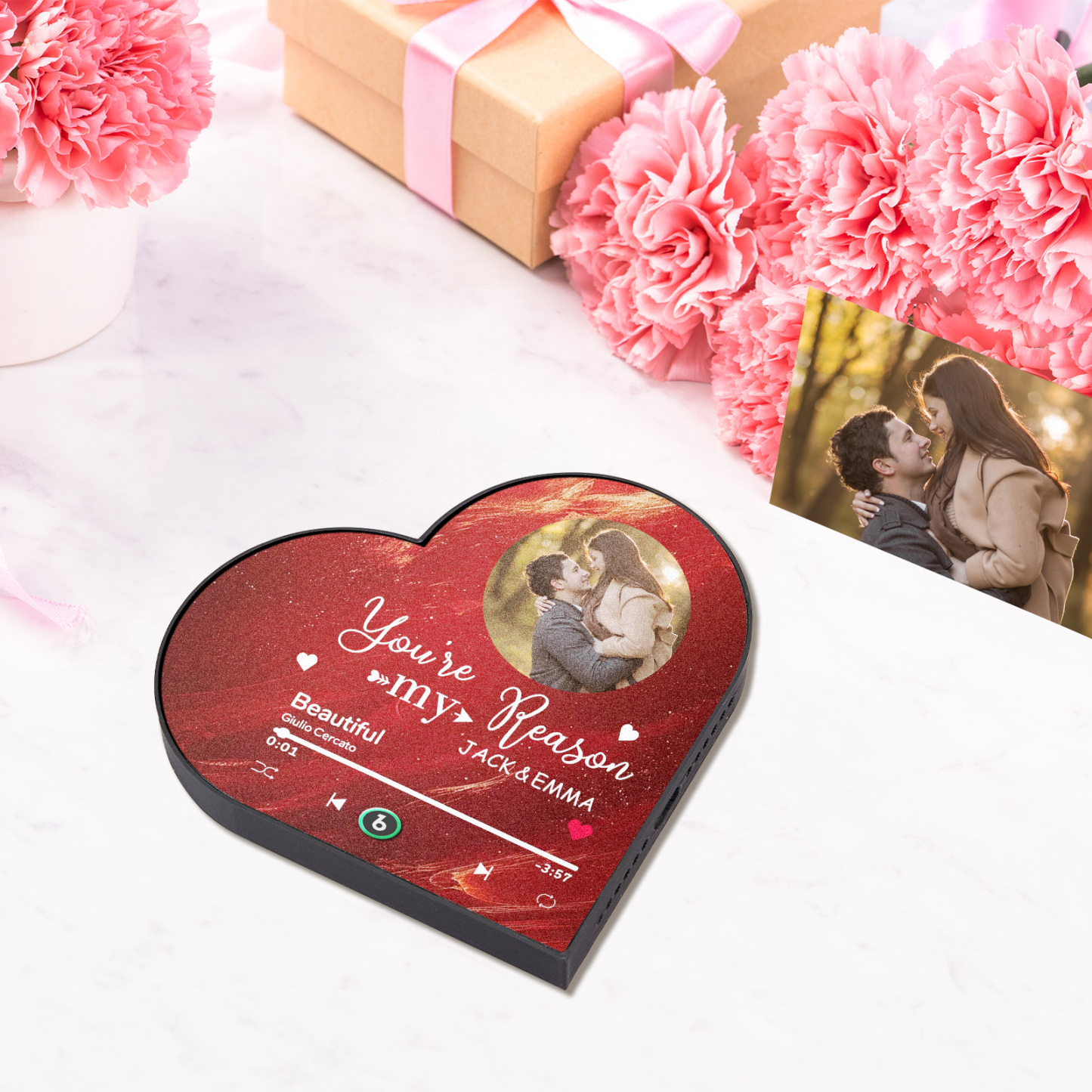 Aimant De Réfrigérateur Musical Personnalisé, Cadre En Forme De Cœur Personnalisé, Album Aimant De Réfrigérateur, Autocollant Photo Mural Musical - MaPhotochaussetteFr