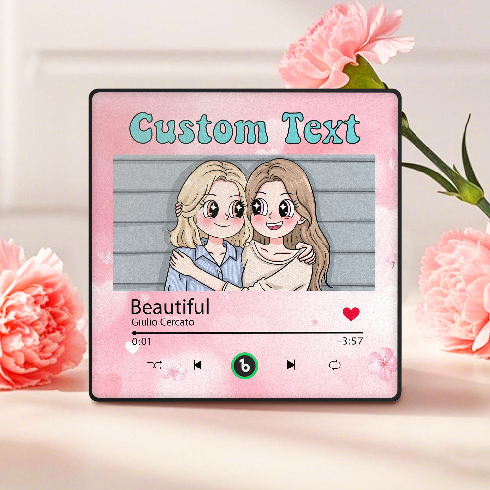 Aimant De Réfrigérateur Musical Personnalisé Pour La Fête Des Mères, Visage De Dessin Animé, Cadre Photo Personnalisé, Cadeau Pour Maman - MaPhotochaussetteFr