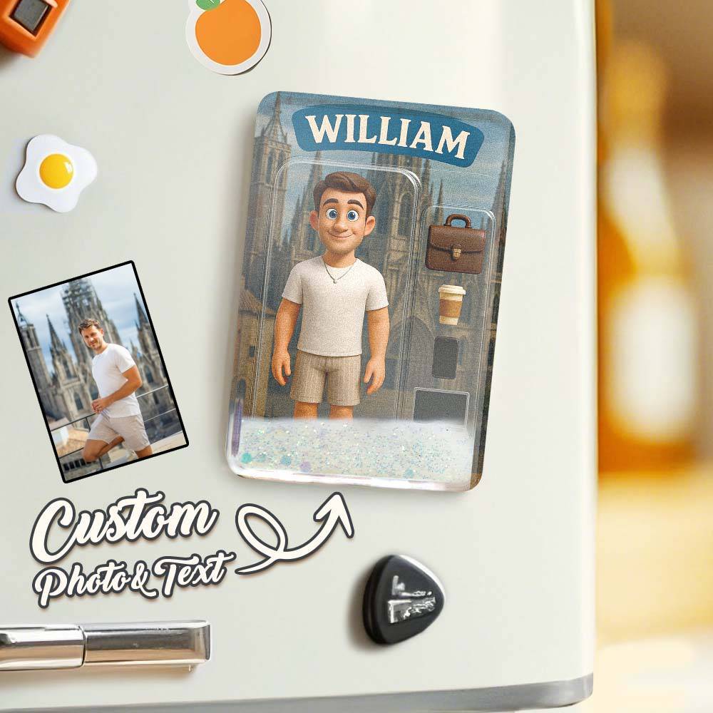 Coffret De Figurines D'action Effet 3d Personnalisé, Emballage De Style Boîte À Jouets, Cadeau Artistique, Aimant De Réfrigérateur Personnalisé À Sables Mouvants, Cadeau Pour Père - MaPhotochaussetteFr