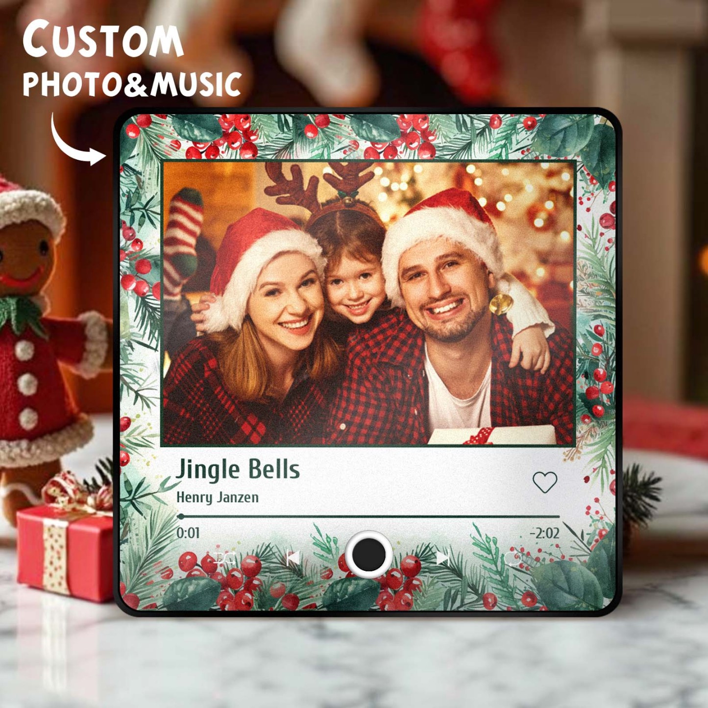 Aimant De Réfrigérateur Avec Photo De Famille Personnalisée, Cadeaux De Noël Pour La Famille, Aimants Musicaux Personnalisés, Peuvent Jouer Des Chansons