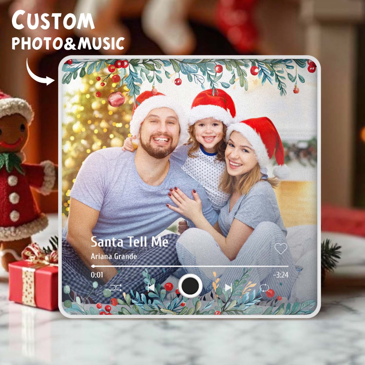 Aimant De Réfrigérateur Musical Personnalisé, Photo De Famille De Noël, Aimants Musicaux, Peuvent Jouer Des Chansons, Cadeaux De Noël - MaPhotochaussetteFr
