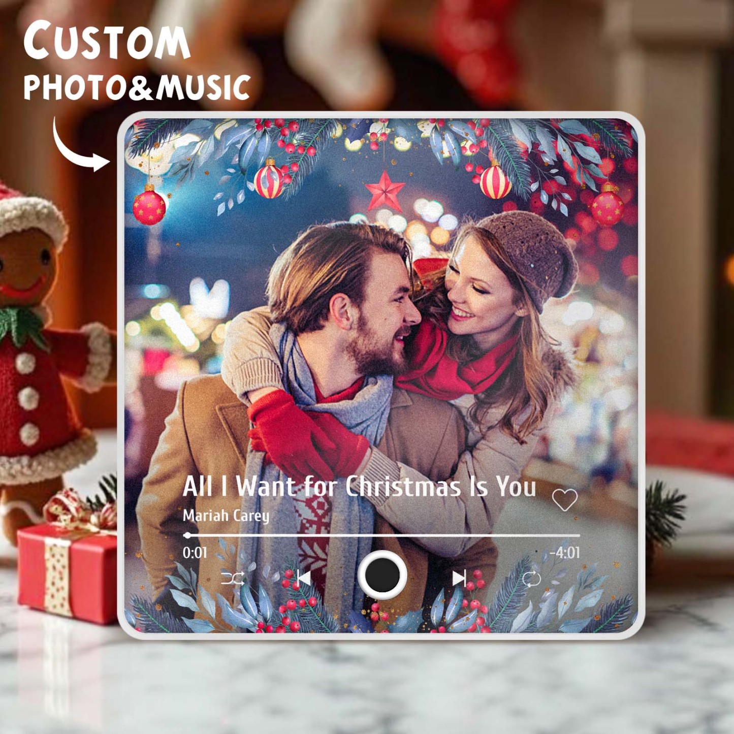 Aimant De Réfrigérateur Avec Musique De Noël, Photo De Famille Personnalisée, Aimants Musicaux, Peut Jouer Des Chansons, Cadeaux De Noël - MaPhotochaussetteFr