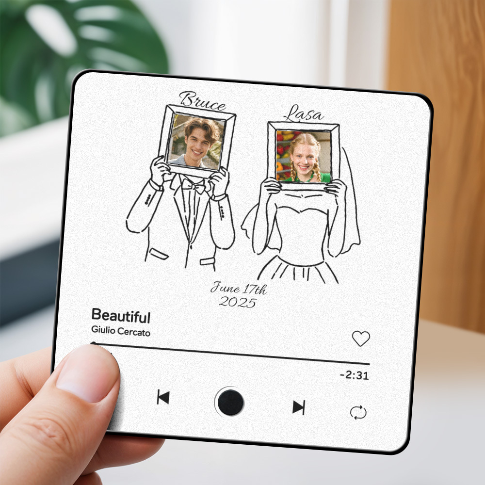 Album Photo Personnalisé Pour Couple, Aimant Pour Réfrigérateur, Musique Pouvant Être Jouée Sans Téléphone Portable. Aimant Pour Réfrigérateur Musical - MaPhotochaussetteFr