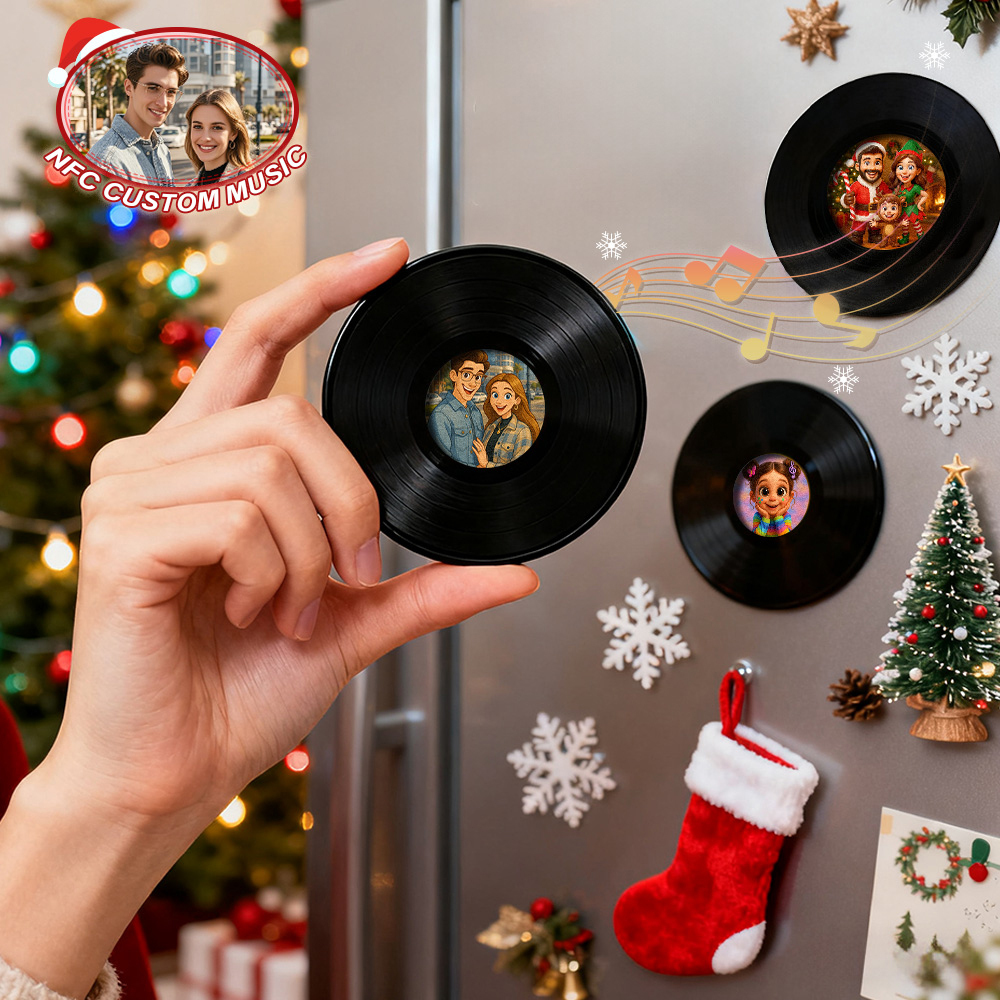 Aimant De Réfrigérateur Musical Nfc De Noël En Acrylique - Aimant De Réfrigérateur Musical Personnalisé - Peut Jouer Des Chansons - MaPhotochaussetteFr