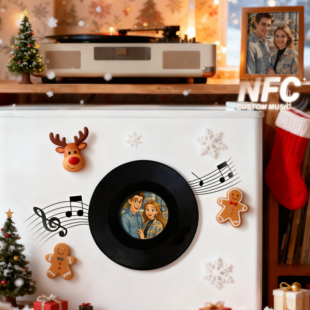 Aimant De Réfrigérateur Musical Nfc De Noël En Acrylique - Aimant De Réfrigérateur Musical Personnalisé - Peut Jouer Des Chansons - MaPhotochaussetteFr