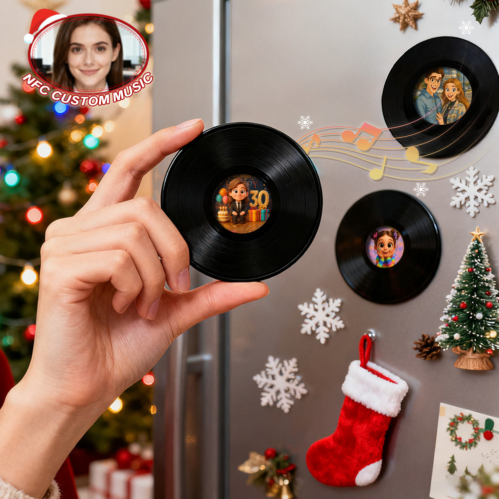 Aimant De Réfrigérateur Musical Nfc De Noël En Acrylique - Aimant De Réfrigérateur Musical Personnalisé - Peut Jouer Des Chansons - MaPhotochaussetteFr