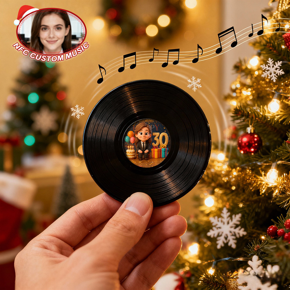 Aimant De Réfrigérateur Musical Nfc De Noël En Acrylique - Aimant De Réfrigérateur Musical Personnalisé - Peut Jouer Des Chansons - MaPhotochaussetteFr