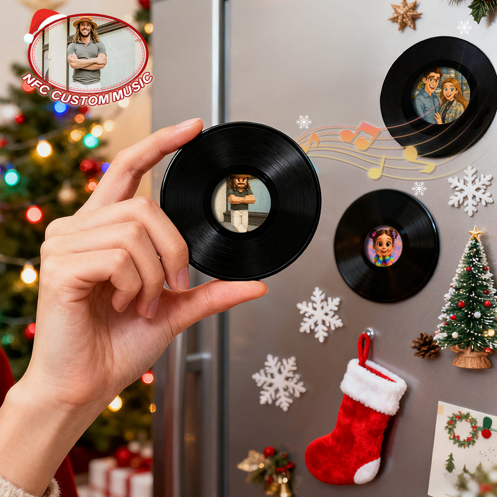 Aimant De Réfrigérateur Musical Nfc De Noël En Acrylique - Aimant De Réfrigérateur Musical Personnalisé - Peut Jouer Des Chansons - MaPhotochaussetteFr