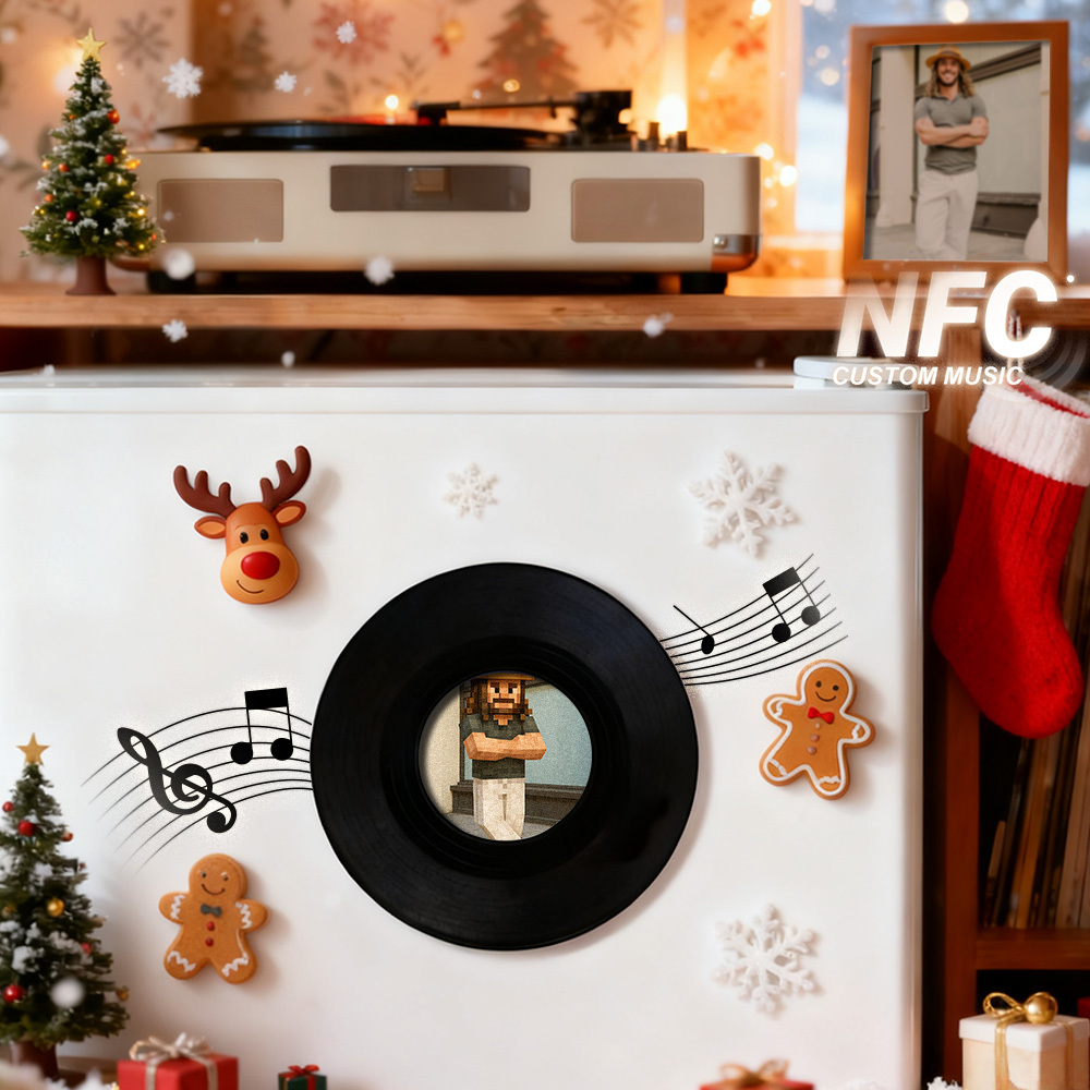 Aimant De Réfrigérateur Musical Nfc De Noël En Acrylique - Aimant De Réfrigérateur Musical Personnalisé - Peut Jouer Des Chansons - MaPhotochaussetteFr