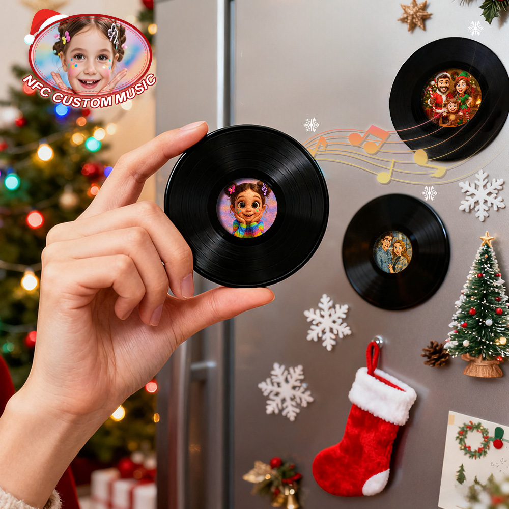 Aimant De Réfrigérateur Musical Nfc De Noël En Acrylique - Aimant De Réfrigérateur Musical Personnalisé - Peut Jouer Des Chansons - MaPhotochaussetteFr