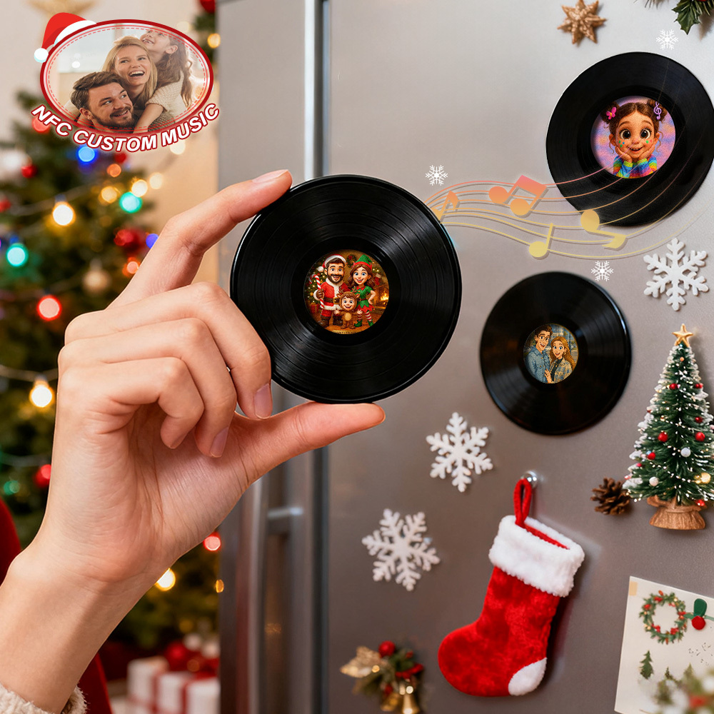 Aimant De Réfrigérateur Musical Nfc De Noël En Acrylique - Aimant De Réfrigérateur Musical Personnalisé - Peut Jouer Des Chansons - MaPhotochaussetteFr