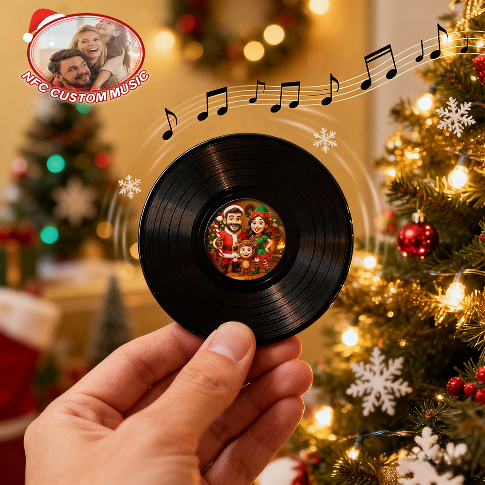 Aimant De Réfrigérateur Musical Nfc De Noël En Acrylique - Aimant De Réfrigérateur Musical Personnalisé - Peut Jouer Des Chansons - MaPhotochaussetteFr
