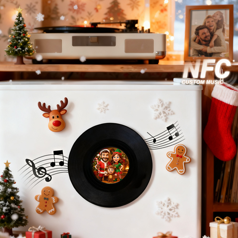 Aimant De Réfrigérateur Musical Nfc De Noël En Acrylique - Aimant De Réfrigérateur Musical Personnalisé - Peut Jouer Des Chansons - MaPhotochaussetteFr