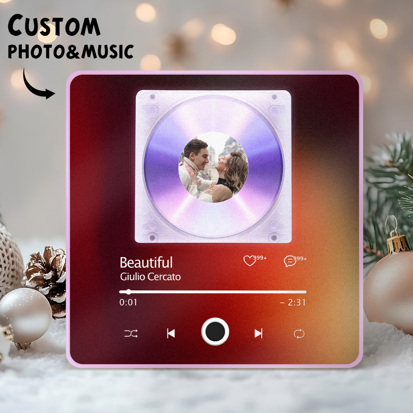 Aimant De Réfrigérateur De Musique Avec Photo Personnalisée, Album De Date, Cadeaux De Noël, Transfert De Fichiers En Cours, Aimant De Réfrigérateur De Musique - MaPhotochaussetteFr