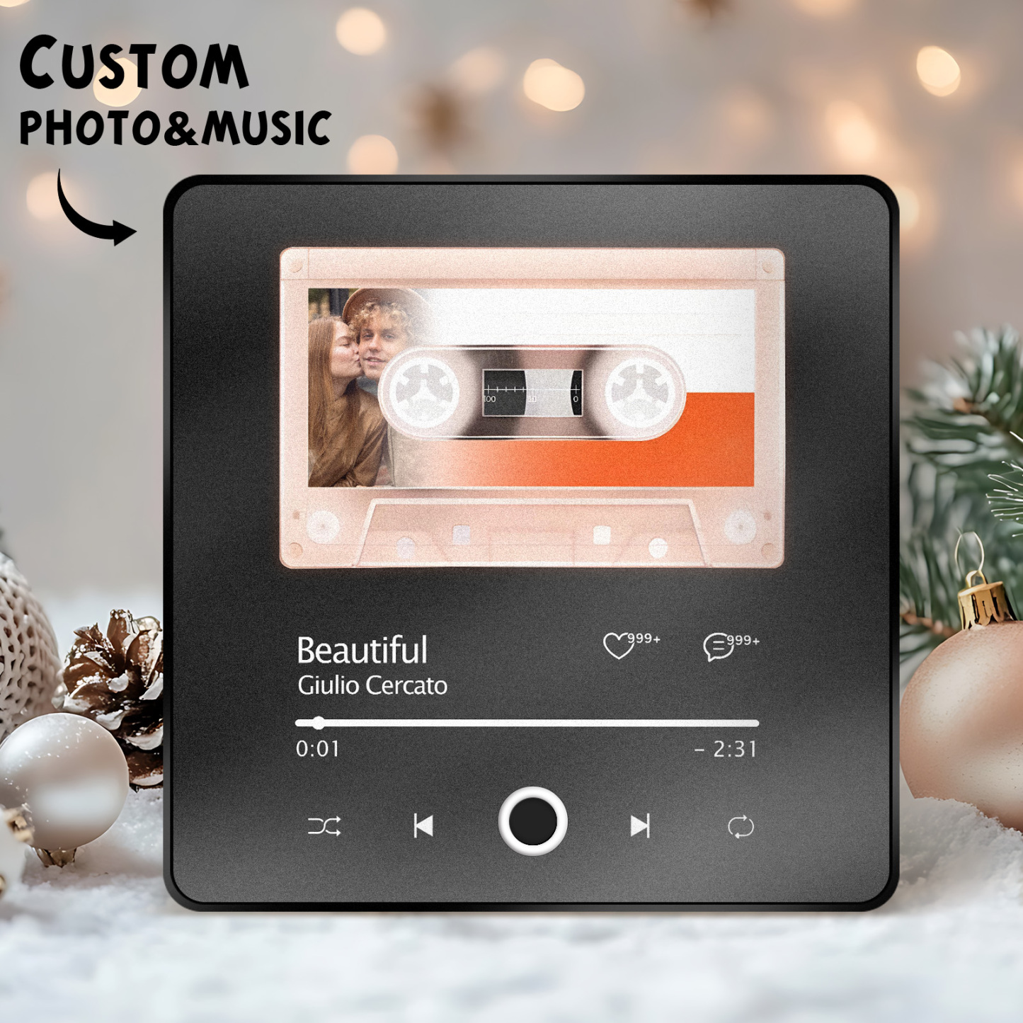 Aimant De Réfrigérateur De Musique Avec Photo Personnalisée, Album De Date, Cadeaux De Noël, Transfert De Fichiers En Cours, Aimant De Réfrigérateur De Musique - MaPhotochaussetteFr