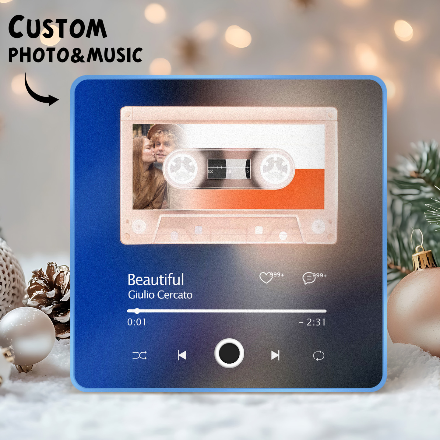 Aimant De Réfrigérateur De Musique Avec Photo Personnalisée, Album De Date, Cadeaux De Noël, Transfert De Fichiers En Cours, Aimant De Réfrigérateur De Musique - MaPhotochaussetteFr