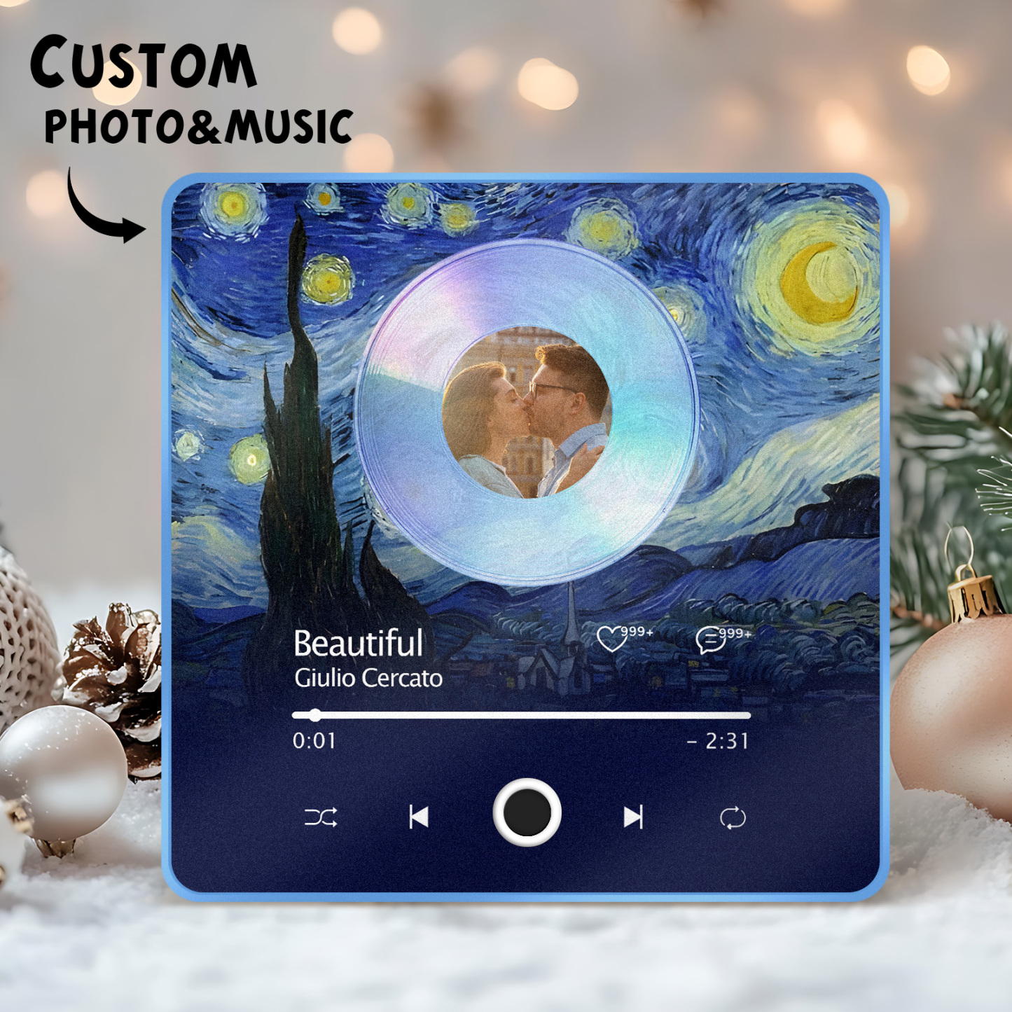 Aimant De Réfrigérateur De Musique Avec Photo Personnalisée, Album De Date, Cadeaux De Noël, Transfert De Fichiers En Cours, Aimant De Réfrigérateur De Musique - MaPhotochaussetteFr