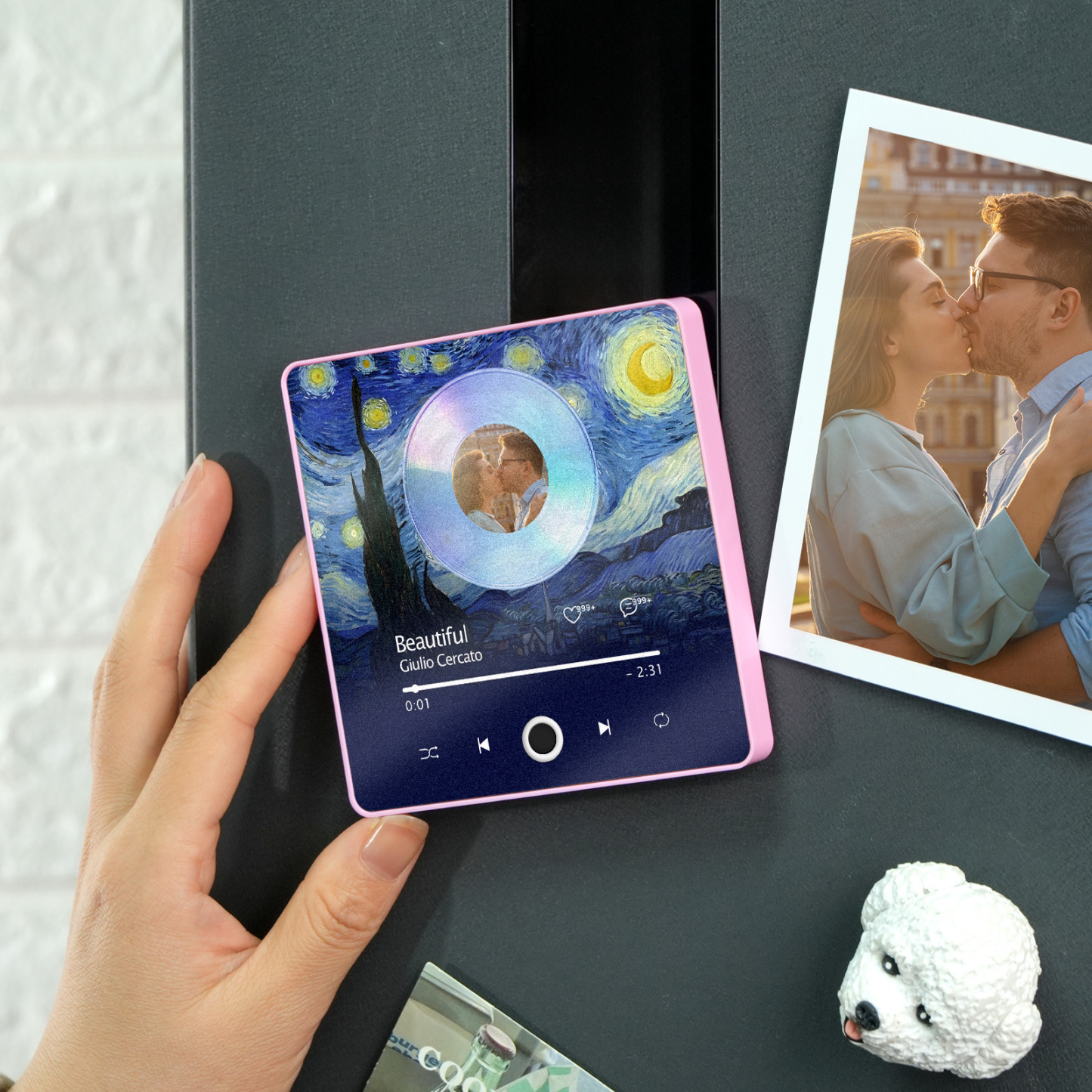 Aimant De Réfrigérateur De Musique Avec Photo Personnalisée, Album De Date, Cadeaux De Noël, Transfert De Fichiers En Cours, Aimant De Réfrigérateur De Musique - MaPhotochaussetteFr