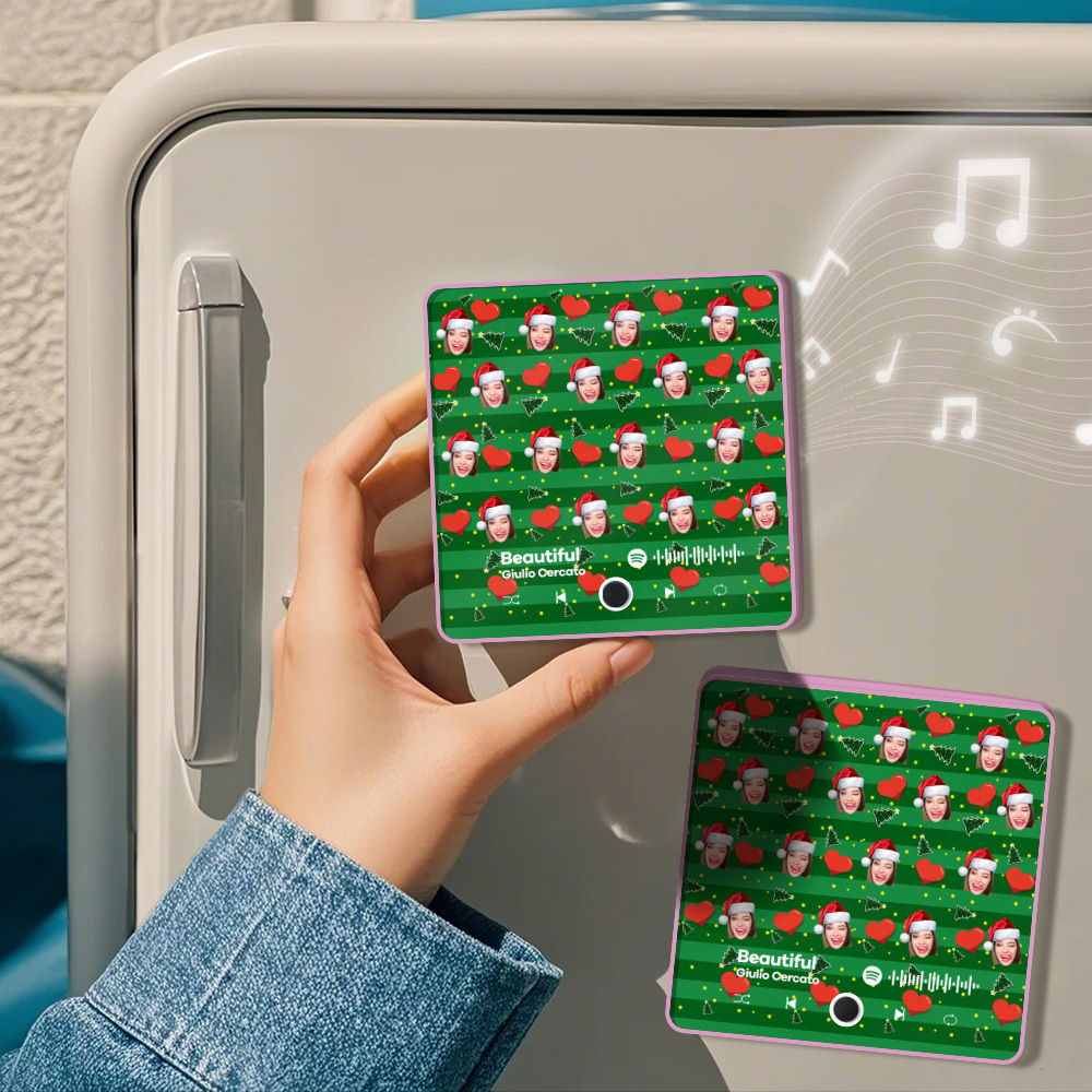 Aimant De Réfrigérateur Personnalisé Avec Musique Pour Téléphone, Photo De Noël, Aimant De Réfrigérateur, Cadeau Amusant Pour Noël - MaPhotochaussetteFr