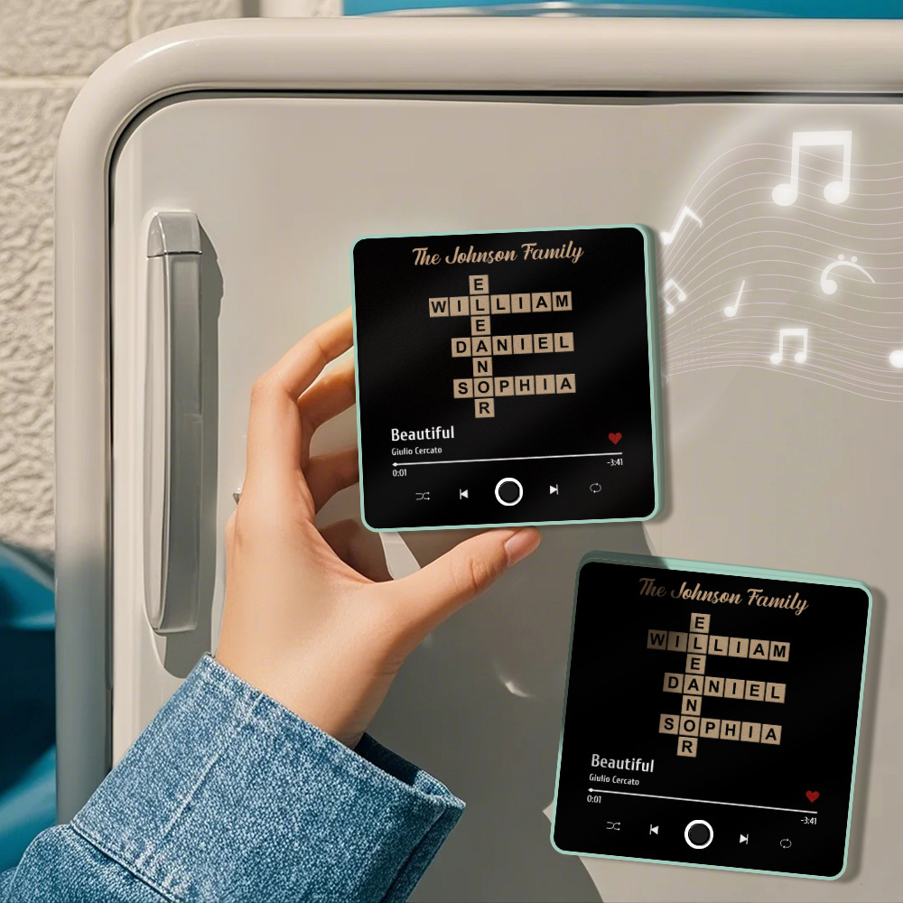 Aimant De Réfrigérateur De Musique D'album Photo Personnalisé, Nom De Famille, Aimant De Réfrigérateur De Musique Personnalisé Pro - MaPhotochaussetteFr