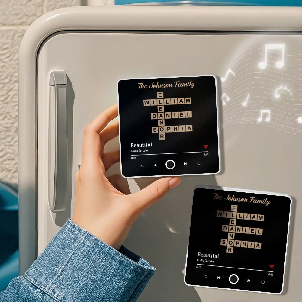 Aimant De Réfrigérateur De Musique D'album Photo Personnalisé, Nom De Famille, Aimant De Réfrigérateur De Musique Personnalisé Pro - MaPhotochaussetteFr