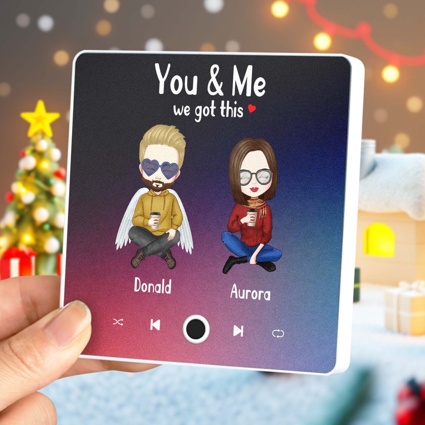 Personnage De Dessin Animé Personnalisé Et Nom Aimant De Réfrigérateur Album Personnalisé Musique Aimant De Réfrigérateur Photo Téléphone Personnalisé Musique Aimant De Réfrigérateur Pro You & Me We Got This - MaPhotochaussetteFr