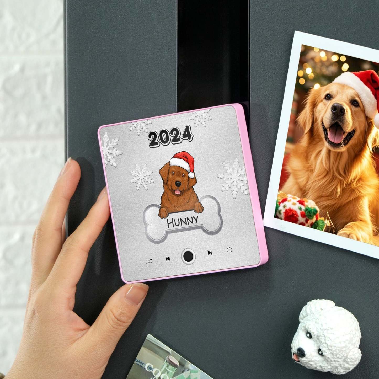 Aimant De Réfrigérateur De Musique Personnalisé Chien De Compagnie Personnalisé Joyeux Noël Aimants De Musique Personnalisés Peuvent Jouer Des Chansons Cadeau De Noël Cadeaux Pour Les Amoureux Des Animaux De Compagnie - MaPhotochaussetteFr