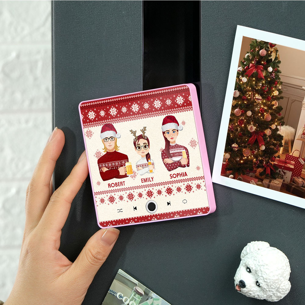 Portrait De Noël Personnalisé, Aimant De Réfrigérateur Musical Personnalisé, Aimants De Joyeux Noël, Peuvent Jouer Des Chansons, Cadeau De Noël, Cadeaux De Famille - MaPhotochaussetteFr
