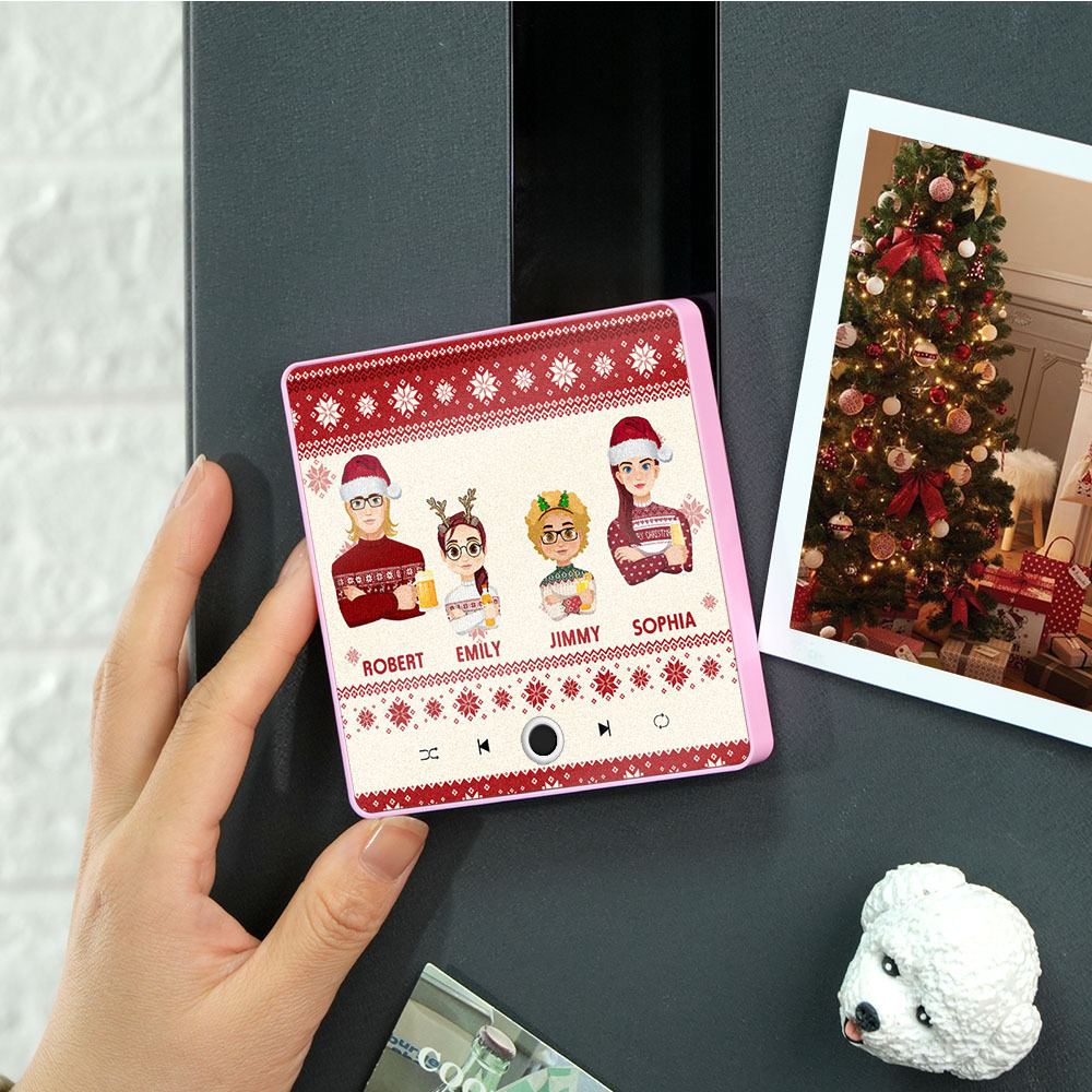 Portrait De Noël Personnalisé, Aimant De Réfrigérateur Musical Personnalisé, Aimants De Joyeux Noël, Peuvent Jouer Des Chansons, Cadeau De Noël, Cadeaux De Famille - MaPhotochaussetteFr