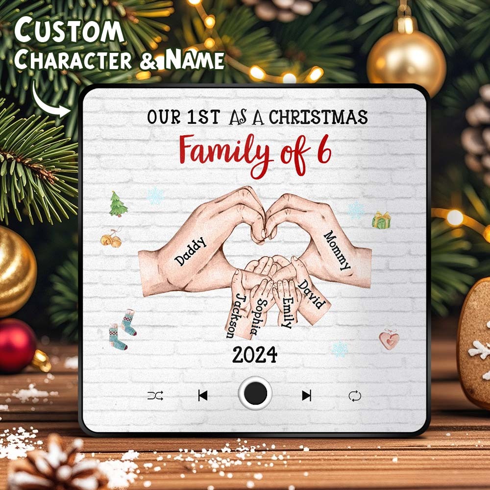 Aimant De Réfrigérateur Personnalisé Avec Personnage Et Nom De Dessin Animé, Album De Musique Personnalisé, Aimant De Réfrigérateur, Notre Premier En Tant Que Famille De Noël - MaPhotochaussetteFr