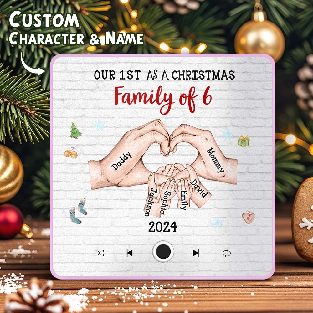 Aimant De Réfrigérateur Personnalisé Avec Personnage Et Nom De Dessin Animé, Album De Musique Personnalisé, Aimant De Réfrigérateur, Notre Premier En Tant Que Famille De Noël - MaPhotochaussetteFr