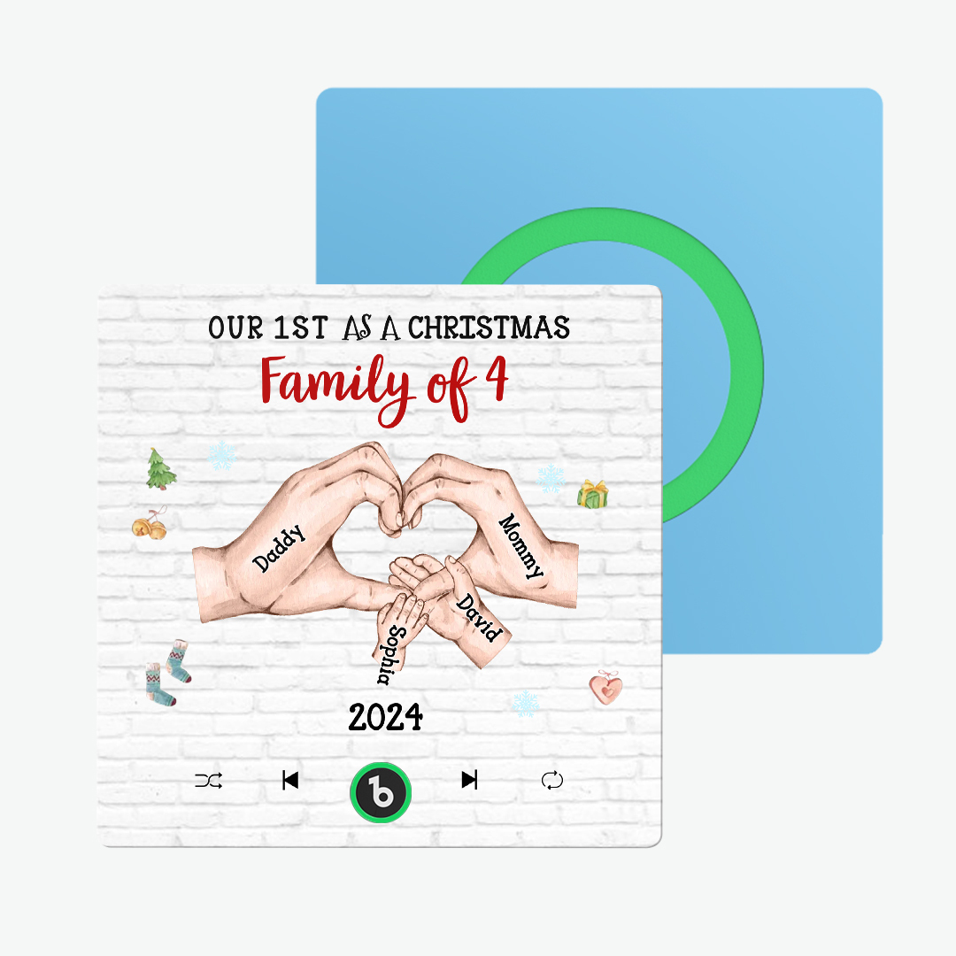 Personnage De Dessin Animé Personnalisé Et Nom, Aimant De Réfrigérateur Sans Cadre, Album Personnalisé, Musique, Aimant De Réfrigérateur, Notre Premier En Tant Que Famille De Noël De - MaPhotochaussetteFr