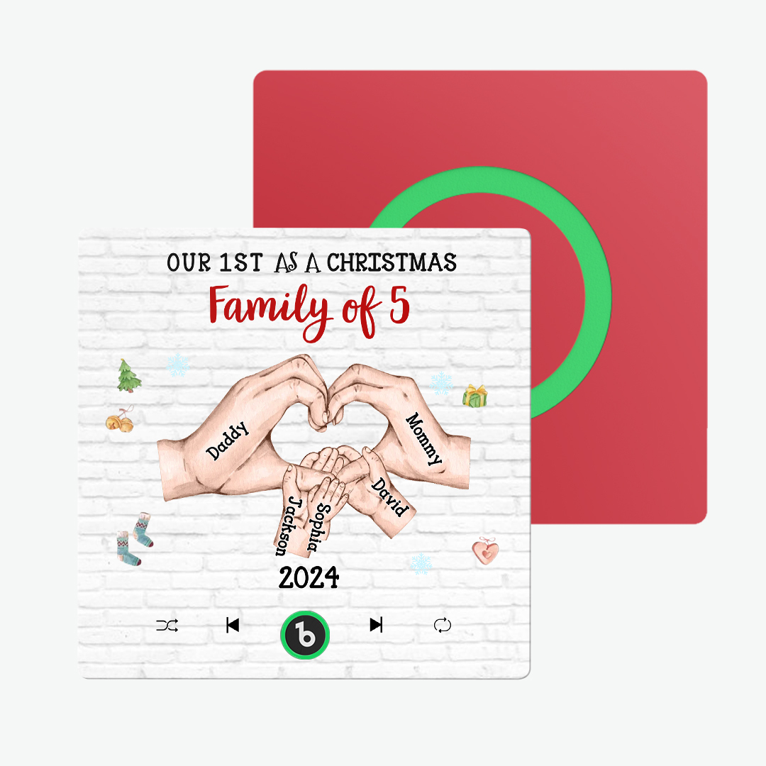 Personnage De Dessin Animé Personnalisé Et Nom, Aimant De Réfrigérateur Sans Cadre, Album Personnalisé, Musique, Aimant De Réfrigérateur, Notre Premier En Tant Que Famille De Noël De - MaPhotochaussetteFr