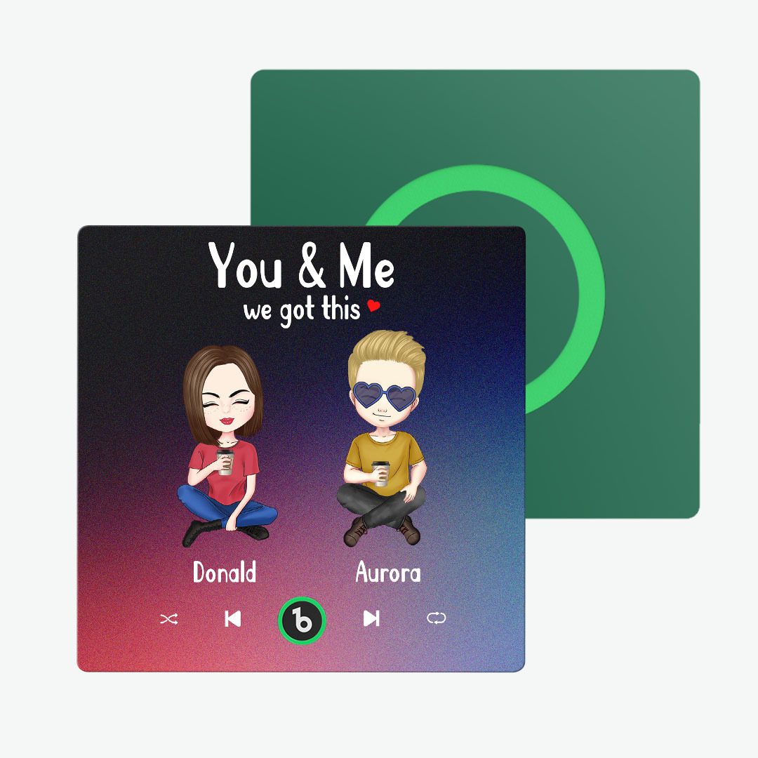 Personnage De Dessin Animé Personnalisé Et Nom Aimant De Réfrigérateur Sans Cadre Album Musique Aimant De Réfrigérateur Photo Téléphone Personnalisé Musique Aimant De Réfrigérateur Pro You & Me We Got This - MaPhotochaussetteFr